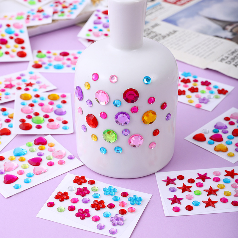 Phone Cases - สติกเกอร์เพชรอะคริลิคหลากสีขายดี ติดเองได้ รูปหัวใจและวงกลม สำหรับตกแต่งเคสมือถือ งาน DIY