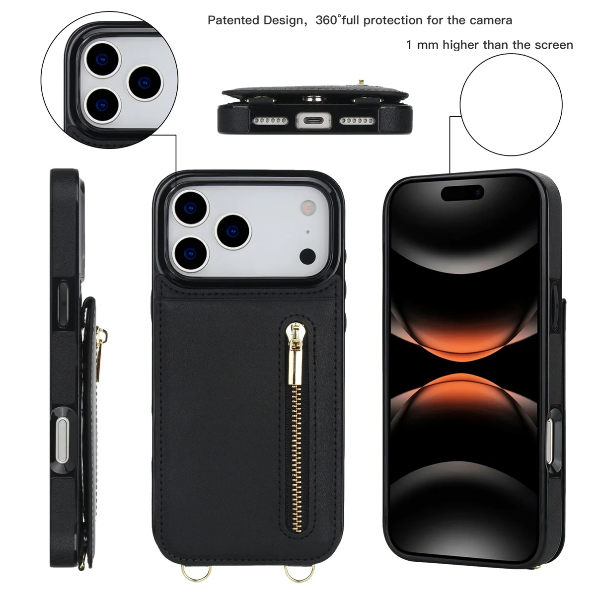เคสโทรศัพท์หนังแบบมีซิปใส่บัตร - Leather Wallet Card Holder Phone Cover บทวิจารณ์และราคา