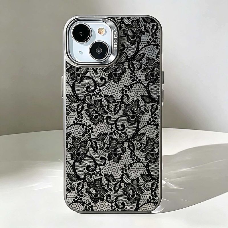 เคสโทรศัพท์ลายลูกไม้สีดำวินเทจ - Vintage Floral Pattern Soft Case บทวิจารณ์และราคา