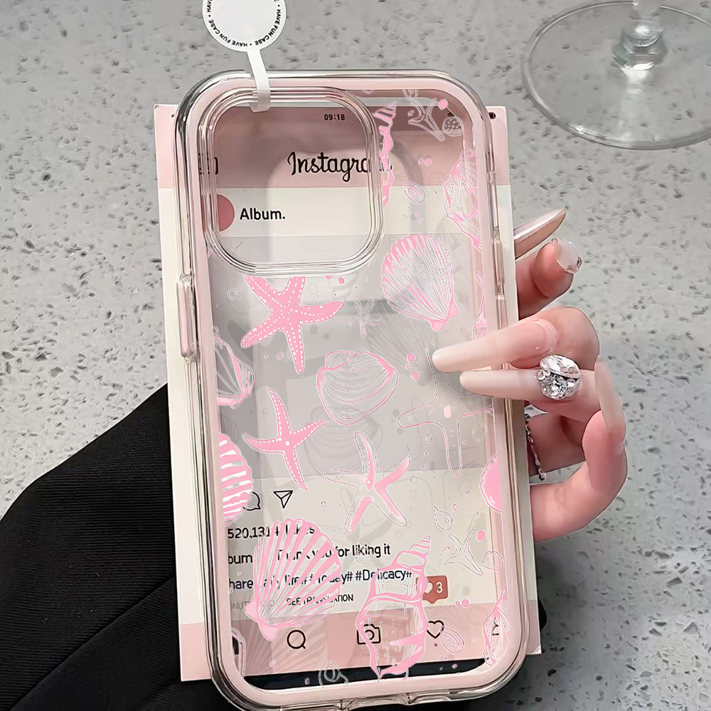 เคสโทรศัพท์ใสลายเปลือกหอยสีชมพ - Clear Shockproof Bumper Case บทวิจารณ์และราคา