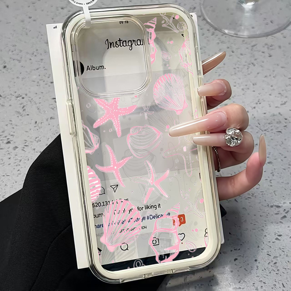 เคสโทรศัพท์ใสลายเปลือกหอยสีชมพ - Clear Shockproof Bumper Case บทวิจารณ์และราคา