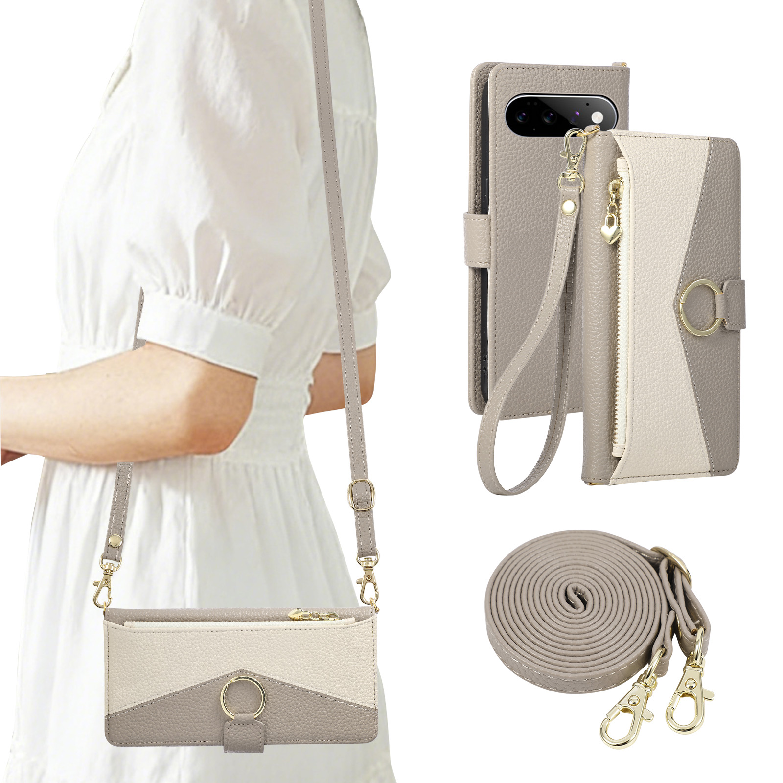 เคสโทรศัพท์หนังแบบครอสบอดี้พร้ - Leather Wallet Card Holder Phone Cover บทวิจารณ์และราคา