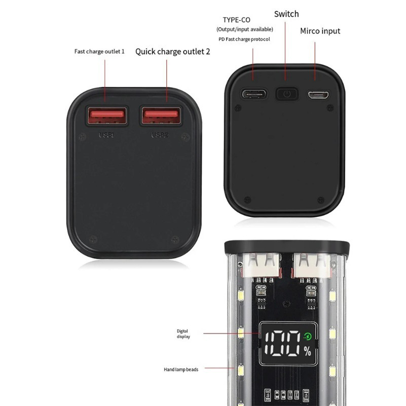 ดีไซน์พอร์ต USB Type C กล่องแบ - Power Banks บทวิจารณ์และราคา