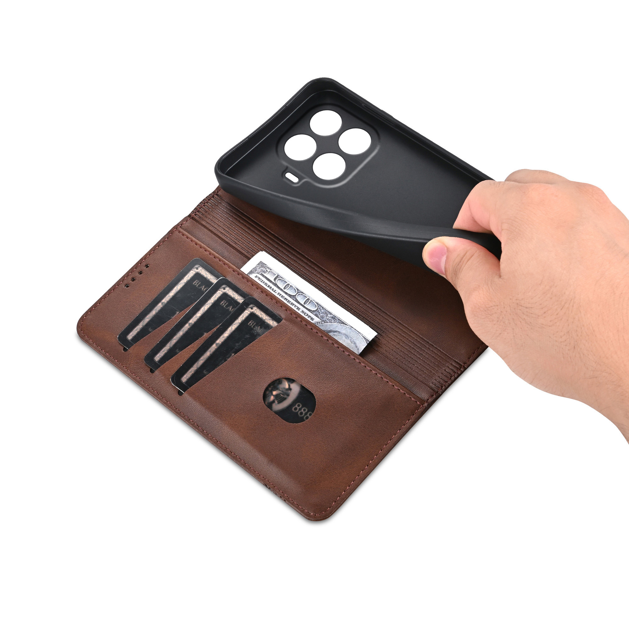เคสโทรศัพท์หนังพลิกได้สำหรับ X - Leather Wallet Card Holder Phone Cover บทวิจารณ์และราคา