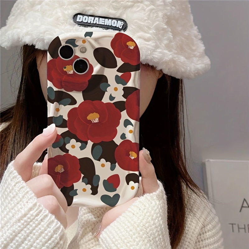 เคสโทรศัพท์ลายดอกคามิเลียสีแดง - Vintage Floral Pattern Soft Case บทวิจารณ์และราคา